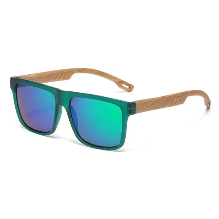 Lunettes de soleil carrées avec monture en bois de bambou