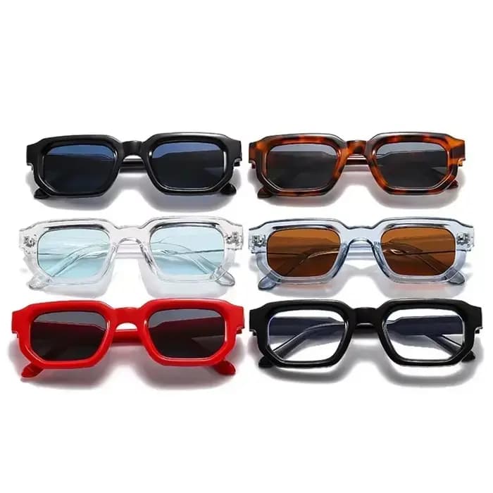 Lunettes de soleil carrées bleues tendance pour femmes et hommes