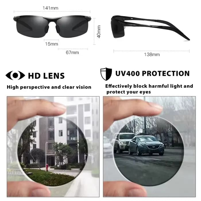 Lunettes de soleil polarisées de luxe en aluminium 2026 pour homme, vision jour et nuit, anti-ébloui