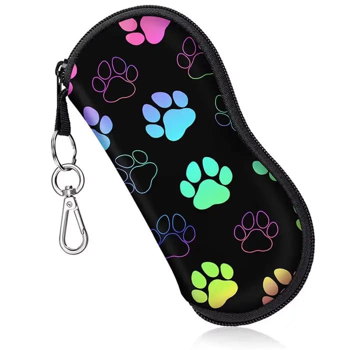 Étui à lunettes souple portable avec fermeture éclair et mousqueton