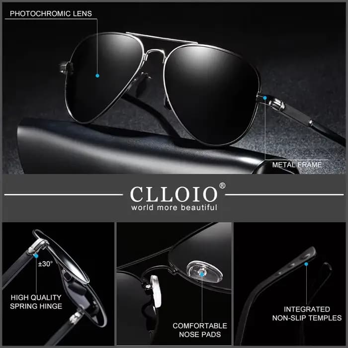 CLLOIO 2023 nouveau pilote lunettes de soleil photochromiques hommes femmes classique