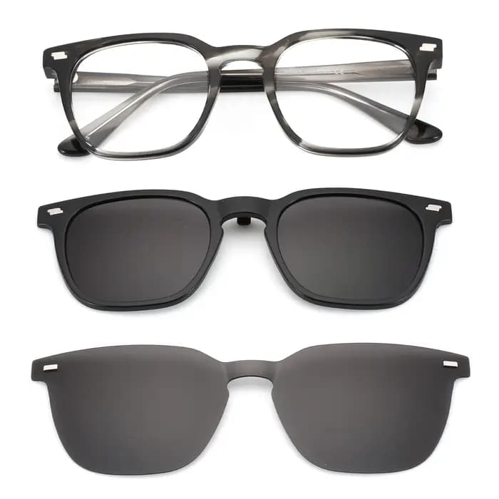 ZENOTTIC (taille L) Lunettes de vue polarisées magnétiques à clipser pour hommes