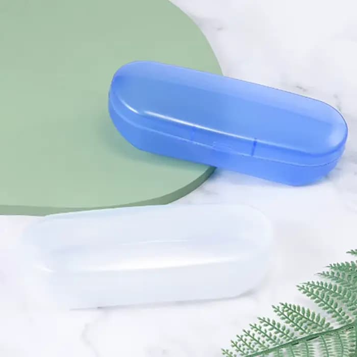Étui à lunettes transparent bleu