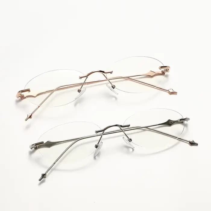 Petites lunettes de myopie photochromiques ovales femmes hommes à la mode sans cadre moins dioptrie