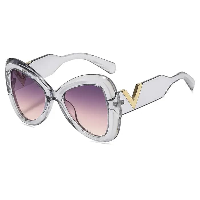 Lunettes à grande monture papillon à la mode avec branches en forme de V