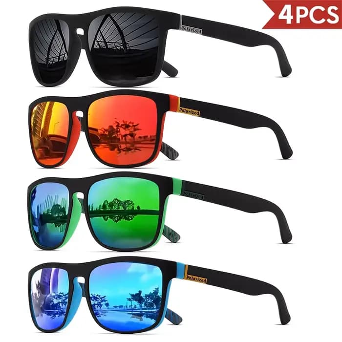 1/3/4PCS Lunettes de soleil carrées classiques pour hommes, légères, monture en PC, UV400, pour la c