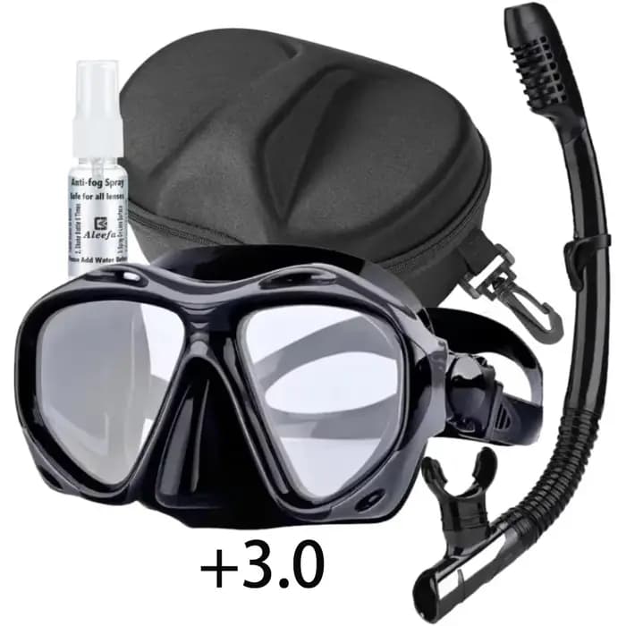 Masque de plongée pour hypermétropie (+2.0 à +5.0)-hypermétropie avec antibuée en verre trempé + tube de tuba