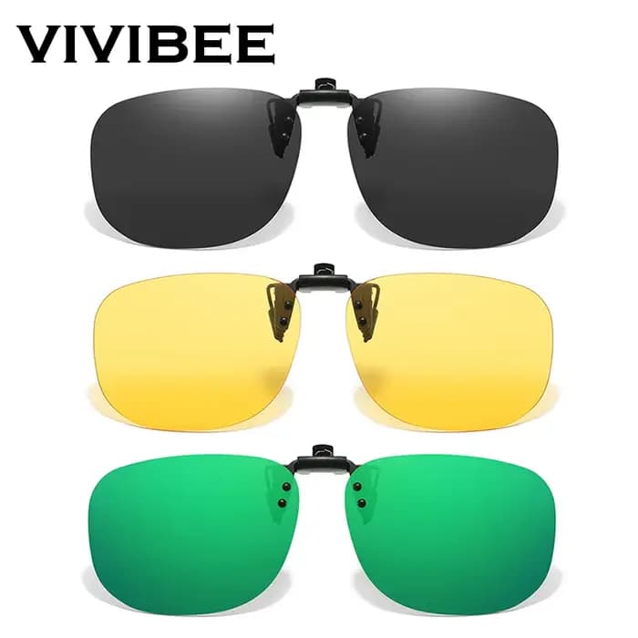 VIVIBEE Flip Up Clip sur lunettes de soleil polarisées hommes carré UV400 photochromique Vision noct