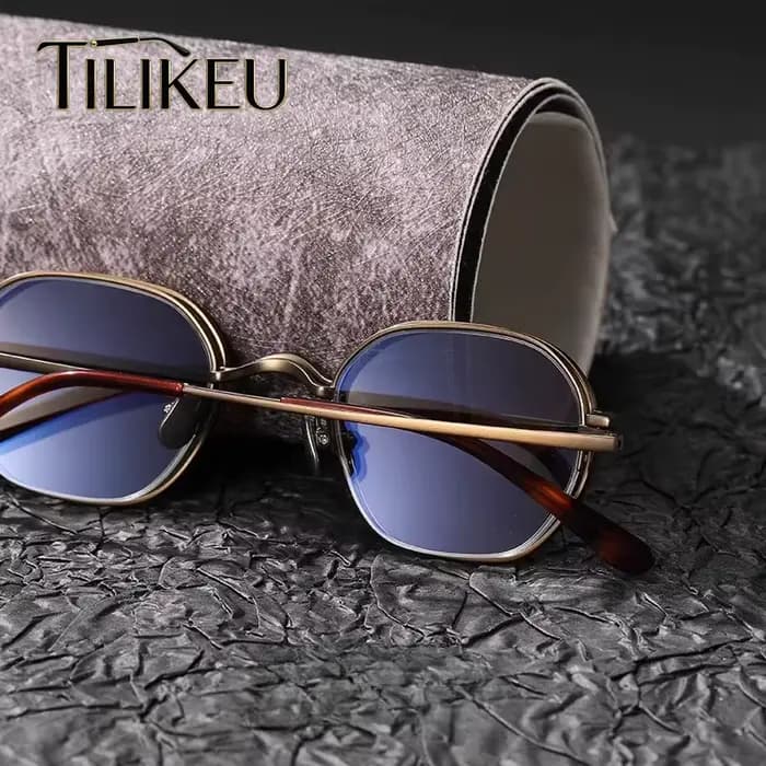 Nouvelles Lunettes Magnétiques Homme Clip-On Rétro Polygone Titane Pur Semi-Cerclées Pêche Polarisées