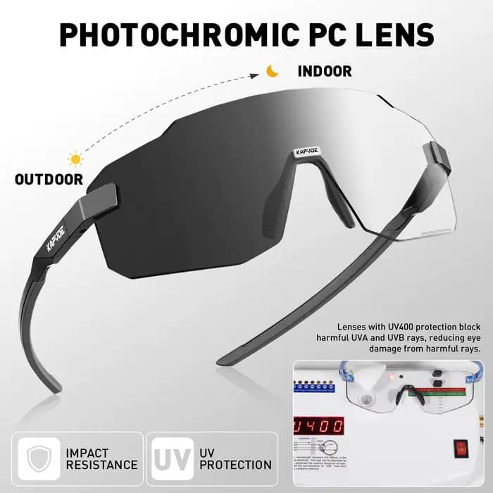 Kapvoe lunettes de cyclisme photochromiques UV400