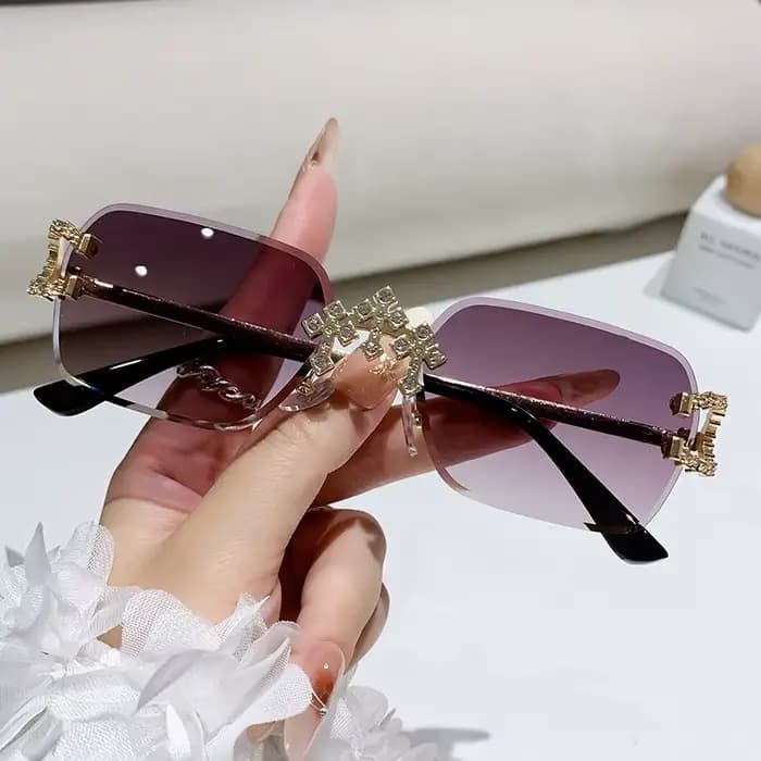 Lunettes de soleil carrées sans monture de luxe pour femmes et hommes