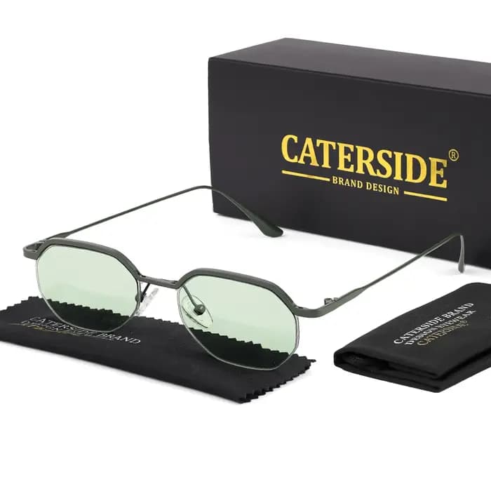 Caterside Nouvelles Lunettes de Soleil Rétro à Monture Fine pour Hommes