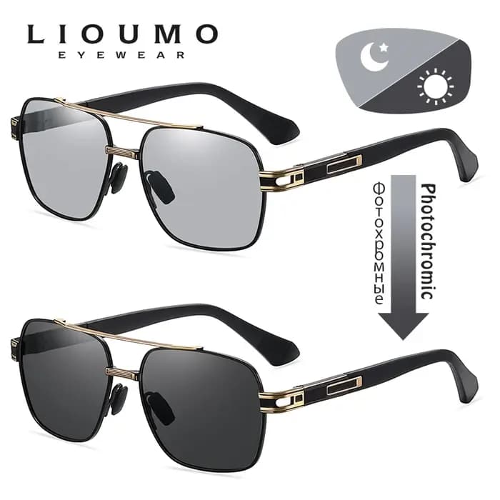 LIOUMO lunettes de soleil pour hommes de qualité supérieure lunettes de conduite photochromiques pol