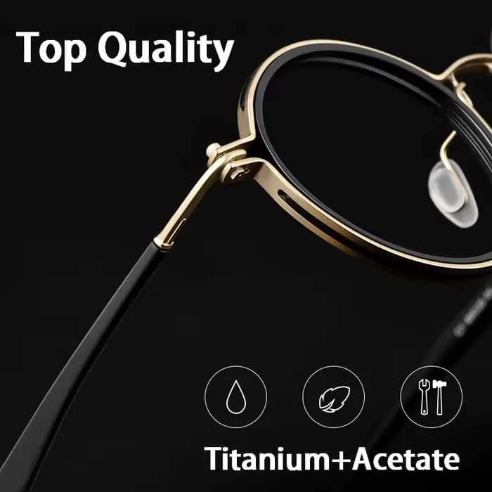 Lunettes rondes ultralégères en acétate de titane faites à la main