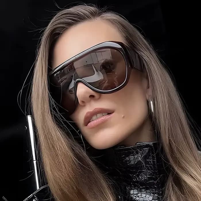 Lunettes de soleil une pièce surdimensionnées pour femmes