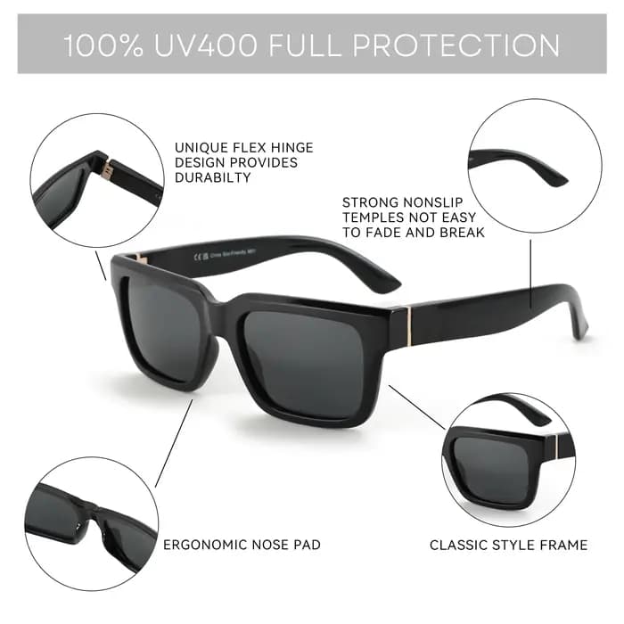 ZENOTTIC – lunettes de soleil rectangulaires pour hommes et femmes, polarisées, Protection UV400, cl