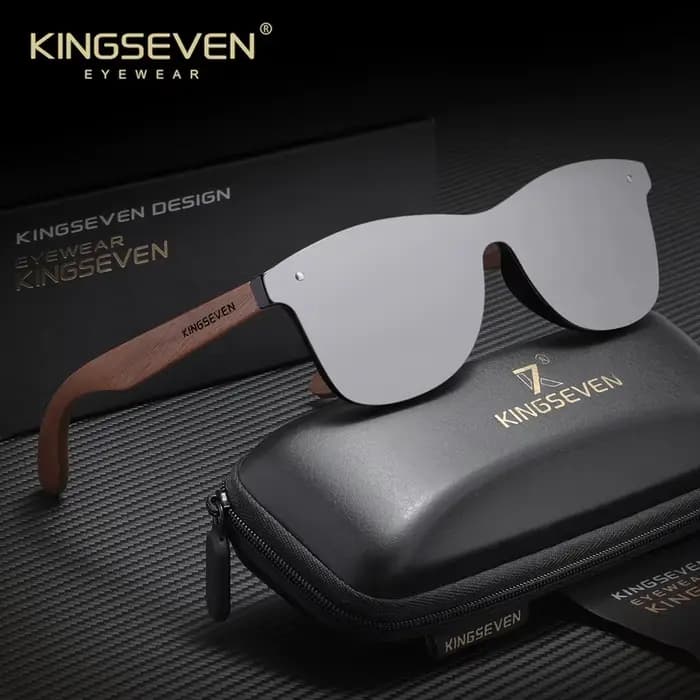Lunettes de soleil polarisées KINGSEVEN en bois de noyer pour hommes et femmes, protection UV400, an
