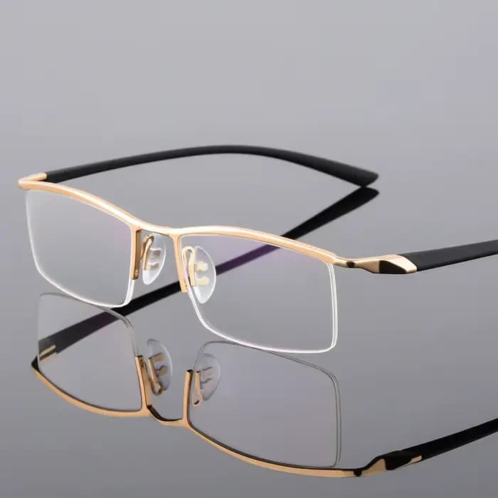 Browline demi-jante monture de lunettes en métal pour hommes