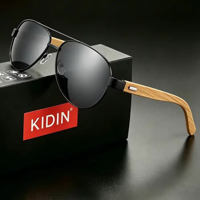 KINID Lunettes de soleil en bambou faites à la main pour hommes et femmes, monture ovale en bois, style voyage, plage, fête