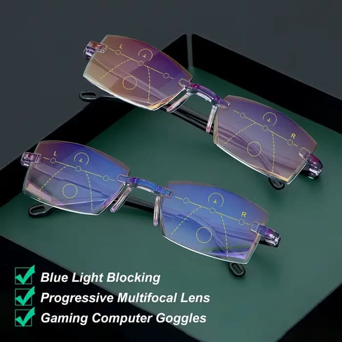 Lunettes de lecture bifocales anti-lumière bleue de près et de loin pour hommes