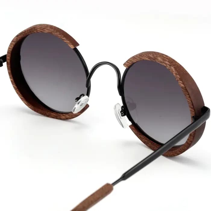 Lunettes de soleil polarisées en bois faites à la main pour hommes et femmes, verres gris dégradé UV