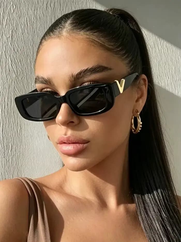 Lunettes de soleil rectangulaires rétro pour femmes