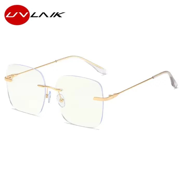 UVLAIK Anti-lumière bleue carré ordinateur myopie lunettes sans monture rétro Prescription