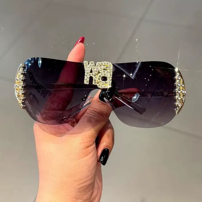 Lunettes de soleil de luxe y2k sans monture pour femmes