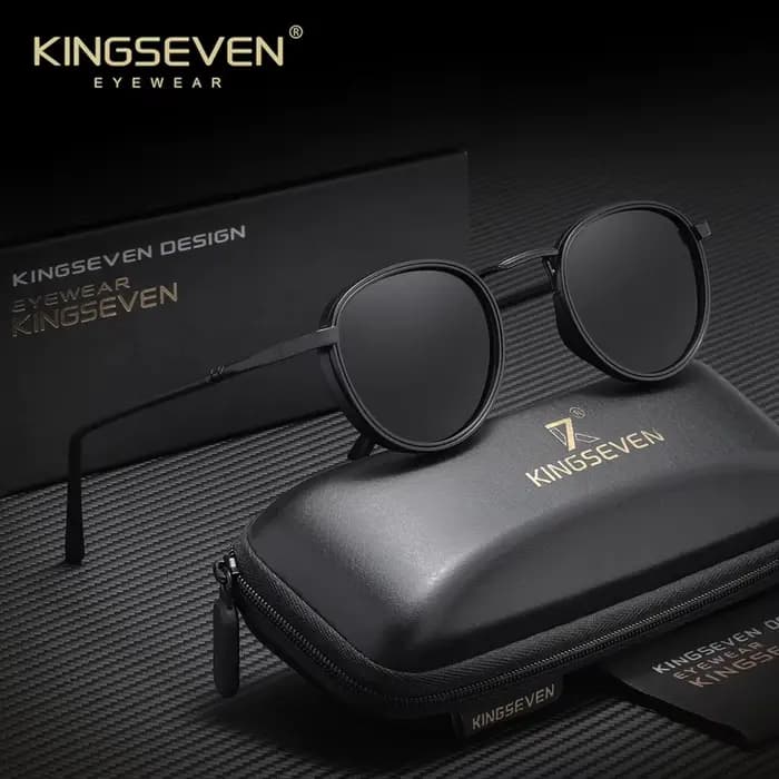 KINGSEVEN Lunettes de soleil rétro pour hommes et femmes, monture ronde, polarisées, accessoires de