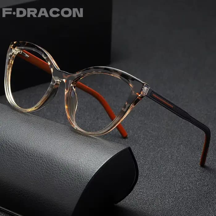 F · DRACON TR90 mode rétro oeil de chat femmes lunettes cadre Ultra léger Anti lumière bleue optique