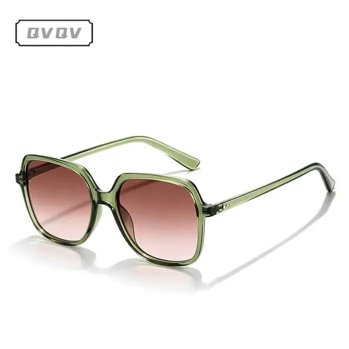 Lunettes de soleil carrées rétro à monture ambrée rivetée pour femme