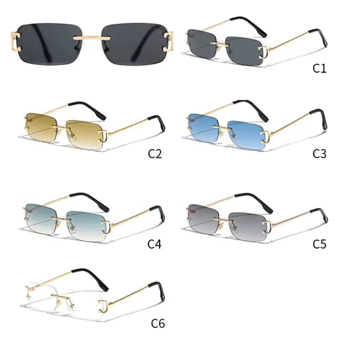 HBK rétro sans bordure lunettes de soleil femmes carré cadre mental lunettes de soleil conception en