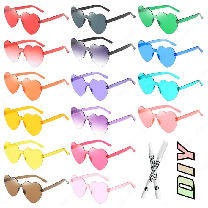 16-160 pièces lunettes de soleil de mariage personnalisées lunettes de soleil coeur personnalisées avec stylos de peinture pour adultes bricolage cadeaux de fête d'anniversaire de mariage