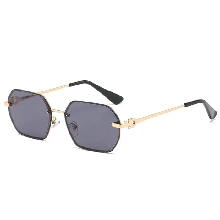 Lunettes de soleil polygone en métal sans cadre pour femmes et hommes