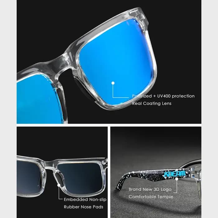 KDEAM-Lunettes de soleil polarisées carrées classiques pour hommes et femmes, lunettes de soleil de