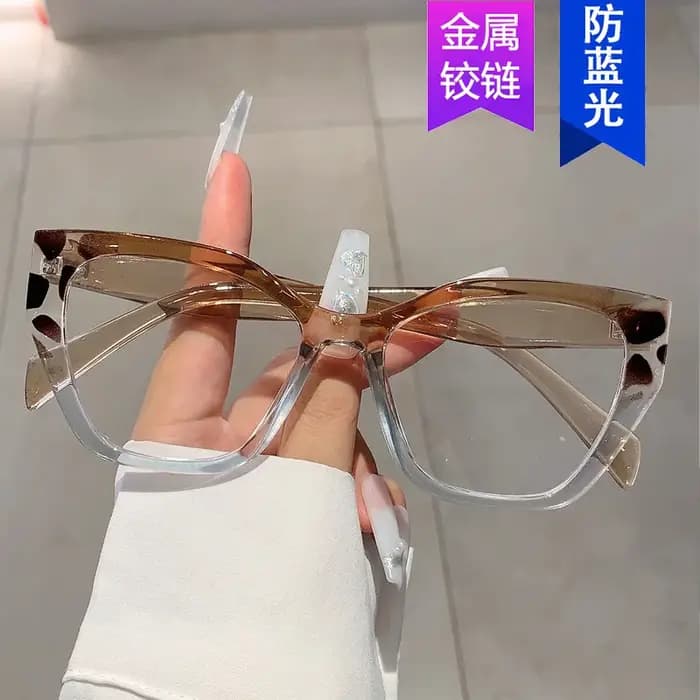 Marque de luxe concepteur femmes mode oeil de chat Anti lumière bleue lunettes Double couleur grand cadre dame