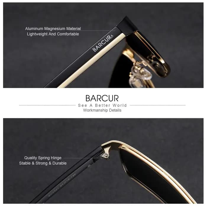 BARCUR Original Rectangle affaires lunettes De soleil pour hommes conduite randonnée sport lunettes