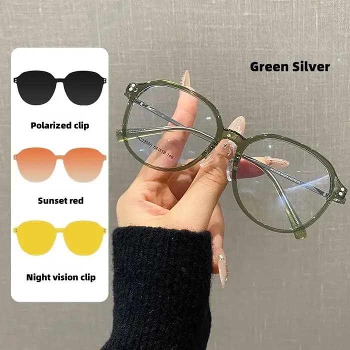 Nouveau ensemble magnétique Ultra-léger 2025 de lunettes pour femmes rétro polygonales à la mode cadre de Prescription optique 3 en 1 32005zm