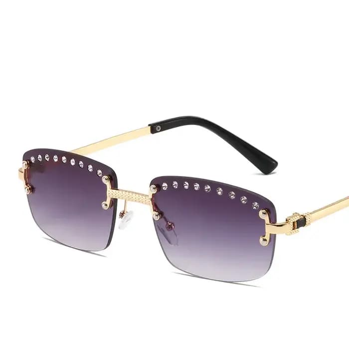 Lunettes de soleil carrées sans monture vintage pour hommes et femmes