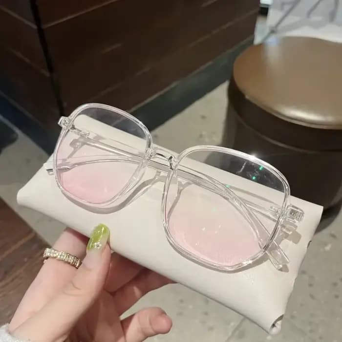 Lunettes surdimensionnées en poudre rose avec blocage de la lumière bleue, verres pour myopie, pour