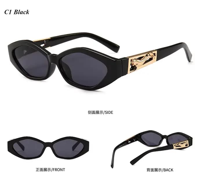 Lunettes de soleil Mimiyou rétro œil de chat pour femme, monture dorée motif léopard, style vintage,
