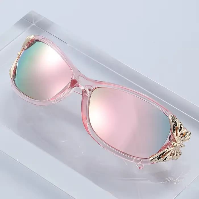 Lunettes de soleil pour femmes avec cadre décoré de papillons