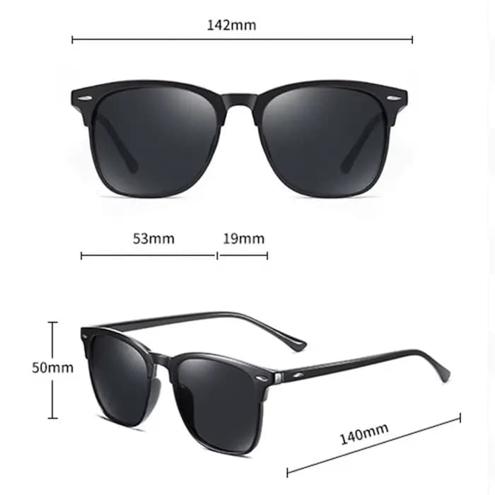 Nouvelles lunettes de soleil polarisées femmes noir en plastique plein cadre carré