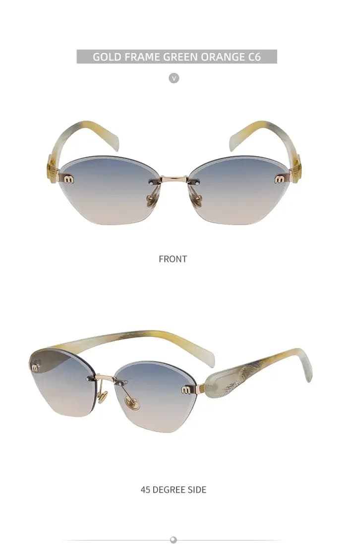 2025 nouvelles lunettes De soleil œil De chat femmes hommes mode sans monture polygone
