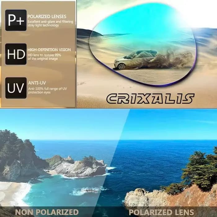 CRIXALIS mode lunettes de soleil polarisées pour hommes carré surdimensionné Anti-éblouissement pilote miroir