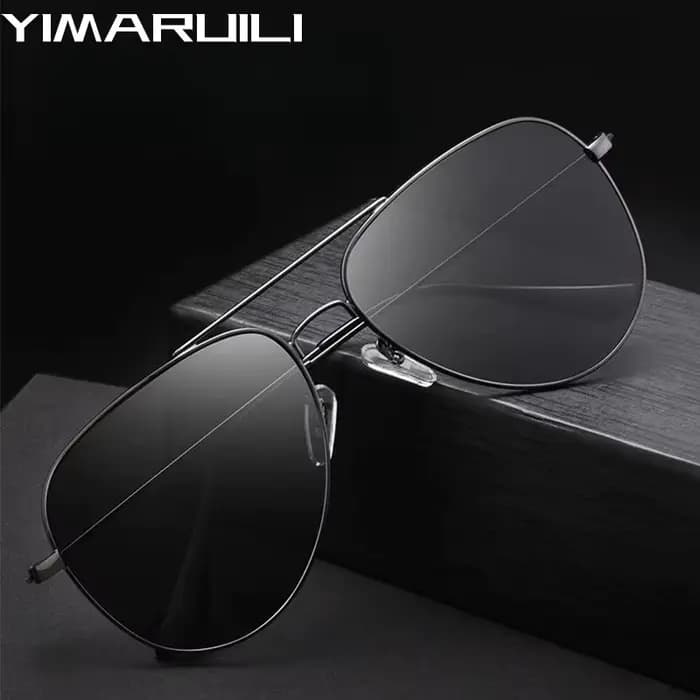 YIMARUILI classique mode pilote hommes lunettes de soleil Vintage Double faisceau lentilles en verre conduite optique