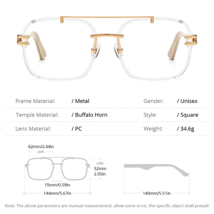 HEPIDEM lunettes en corne de buffle hommes 2025 nouvelle marque de luxe Design sans monture sans cadre grand