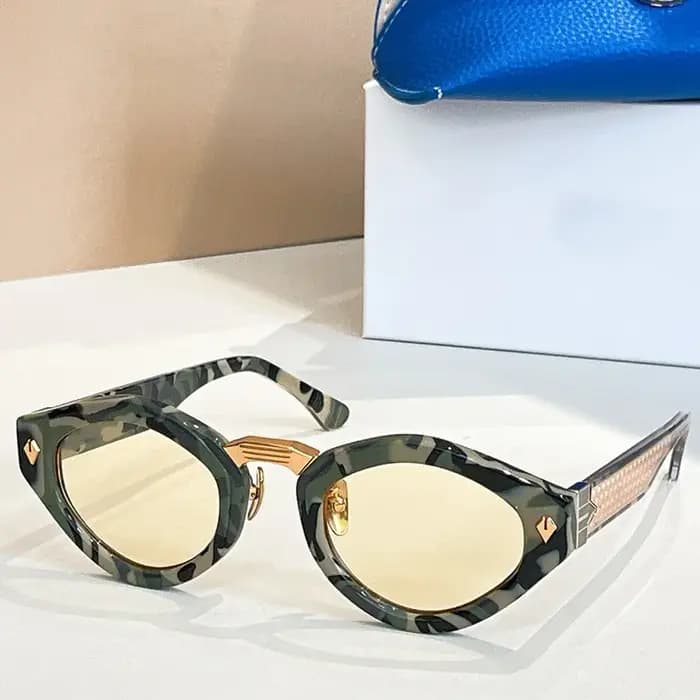 Lunettes de soleil ovales en acétate de champagne pour hommes et femmes