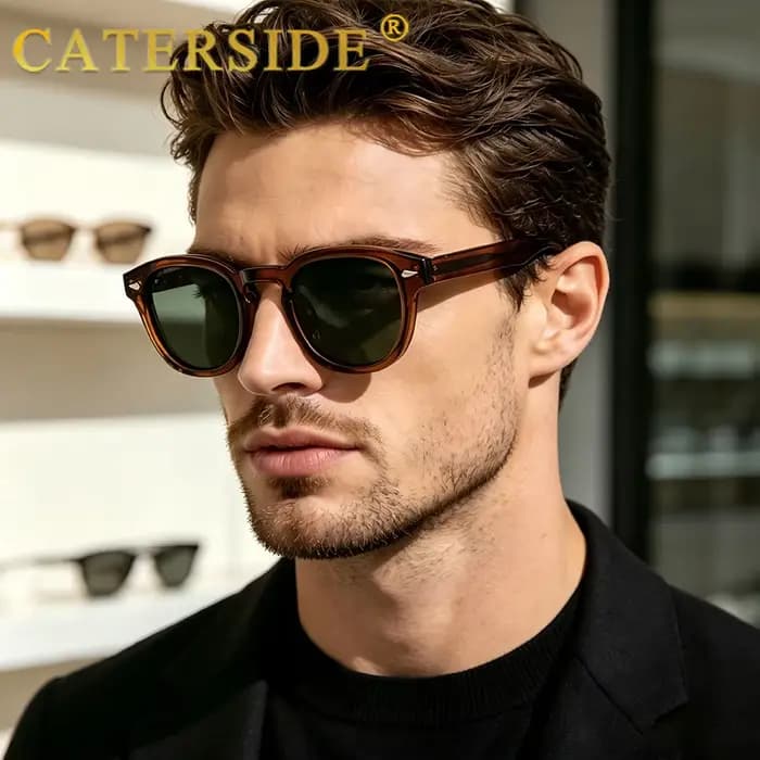 Lunettes de soleil rondes rétro CATERSIDE pour hommes