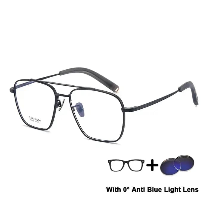 Lunettes Vintage Anti-lumière bleue en titane pur à Double pont pour hommes